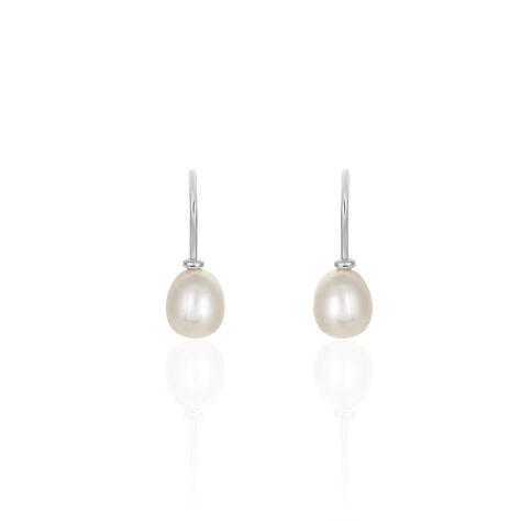 Damen Perlenohrringe Silber 925 Zuchtperle 7-8mm - Ohrhänger Damen | OROVIVO