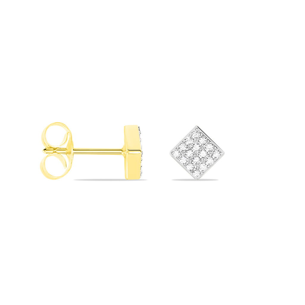 Damen Ohrstecker Gold Bicolor 375 Zirkonia Viereck Aure  - Ohrstecker Damen | OROVIVO