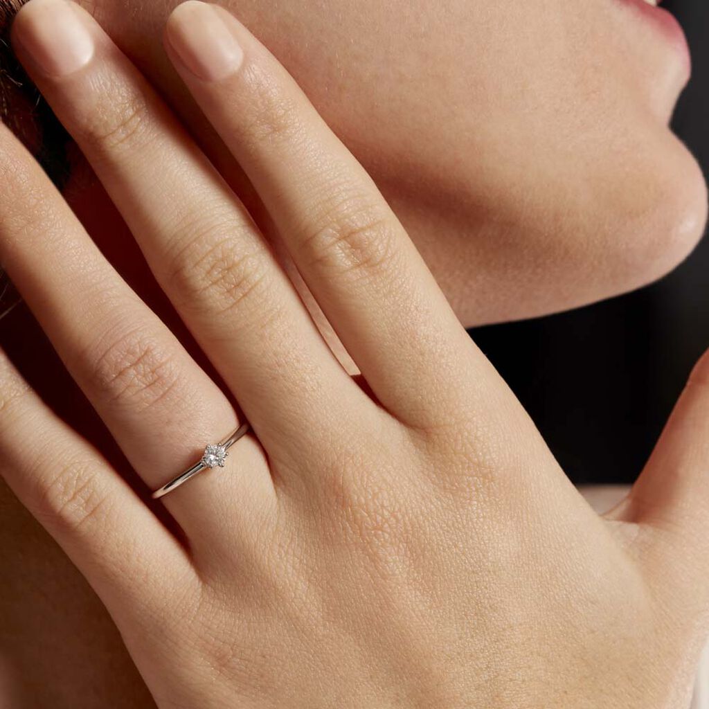 Bague Solitaire Samantha Or Blanc Diamant - Spannringe Damen | OROVIVO