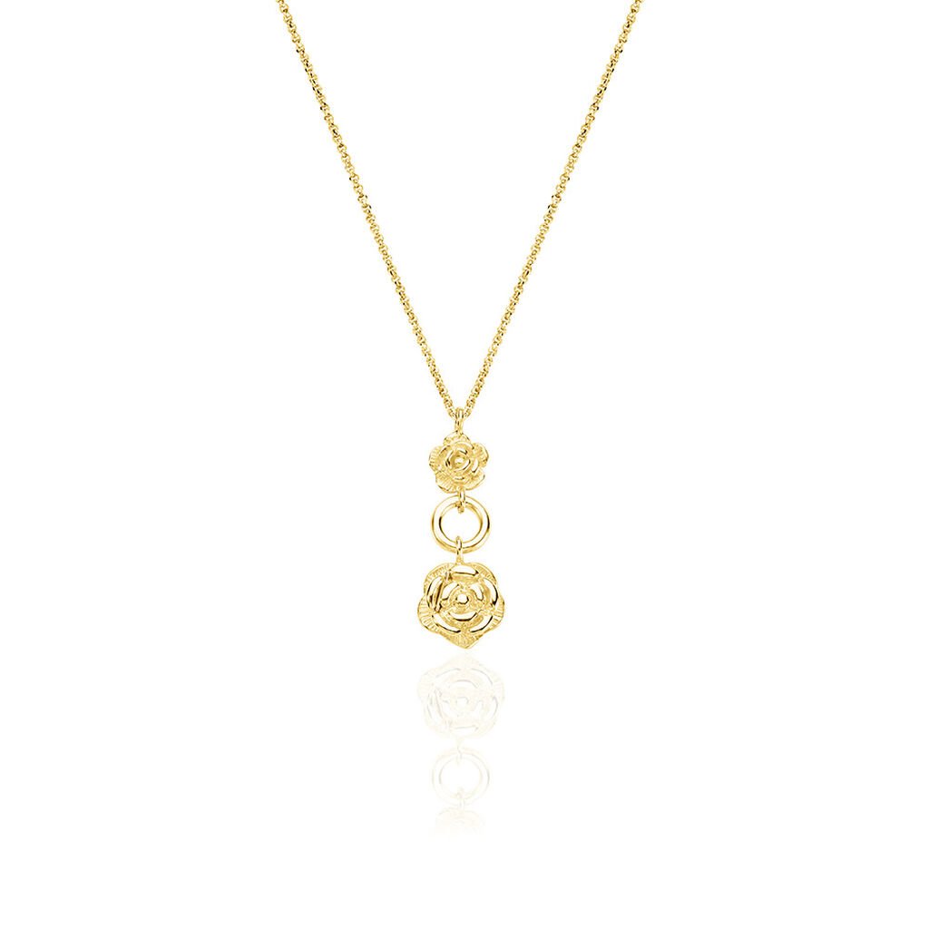 ROSALIA Damen Collier Silber vergoldet 925 Rosette, Collier ohne Stein