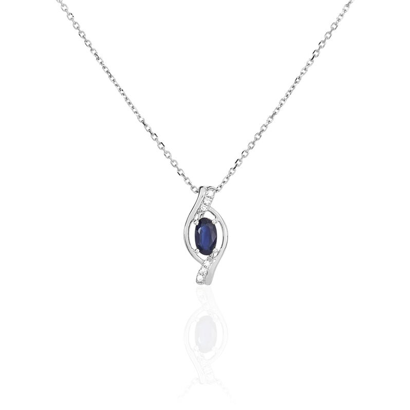 Collier Julie Or Blanc Saphir Et Diamant - Spannringe Damen | OROVIVO