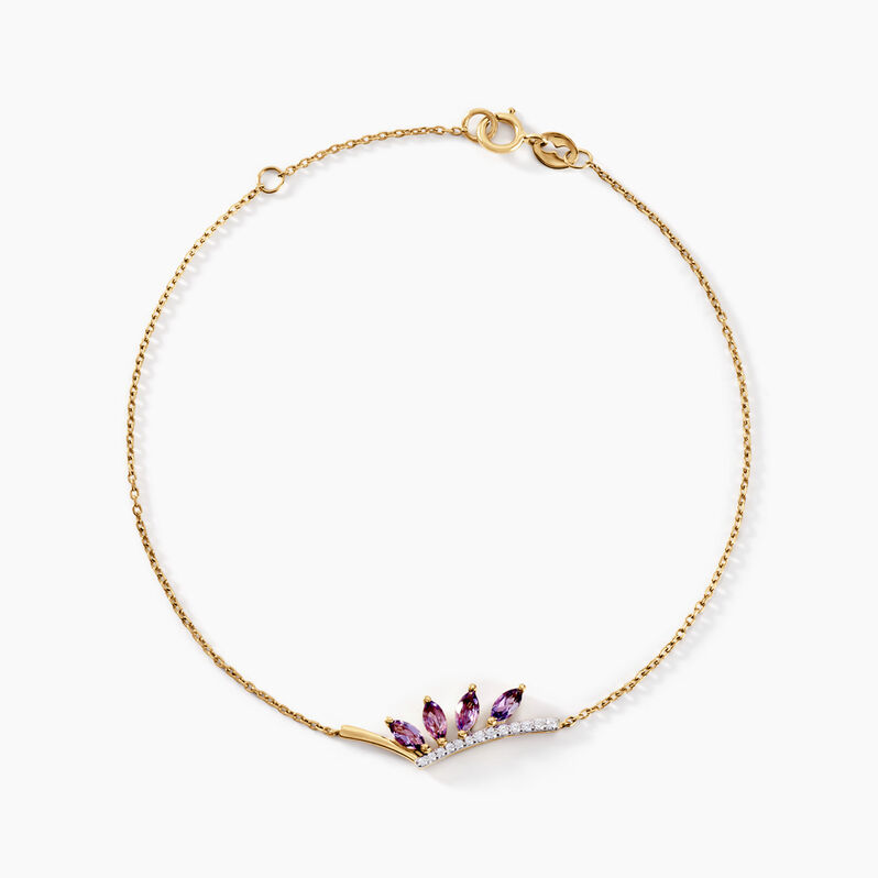 Bracelet Naveed Or Jaune Améthyste Oxyde De Zirconium - Spannringe Damen | OROVIVO
