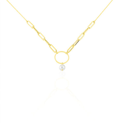 CRIA Damen Collier Gold 375 (9 Karat) Zuchtperle Wei&szlig; B 0,25 mm - Halsketten  | OROVIVO