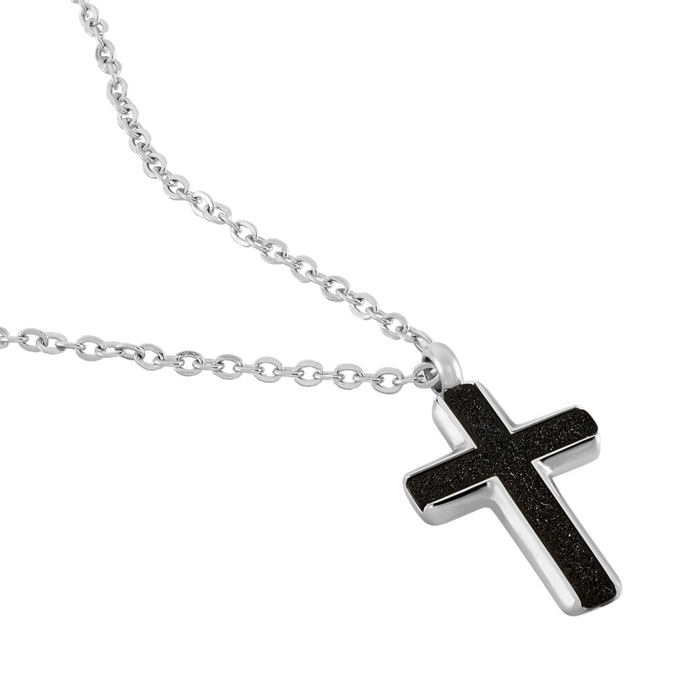 Kreuz Halskette Damen & Herren Aus Edelstahl 316L - Verstellbar 41/46 Cm, Silber, Schwarz Oder Gold, Mit Geschenkbox