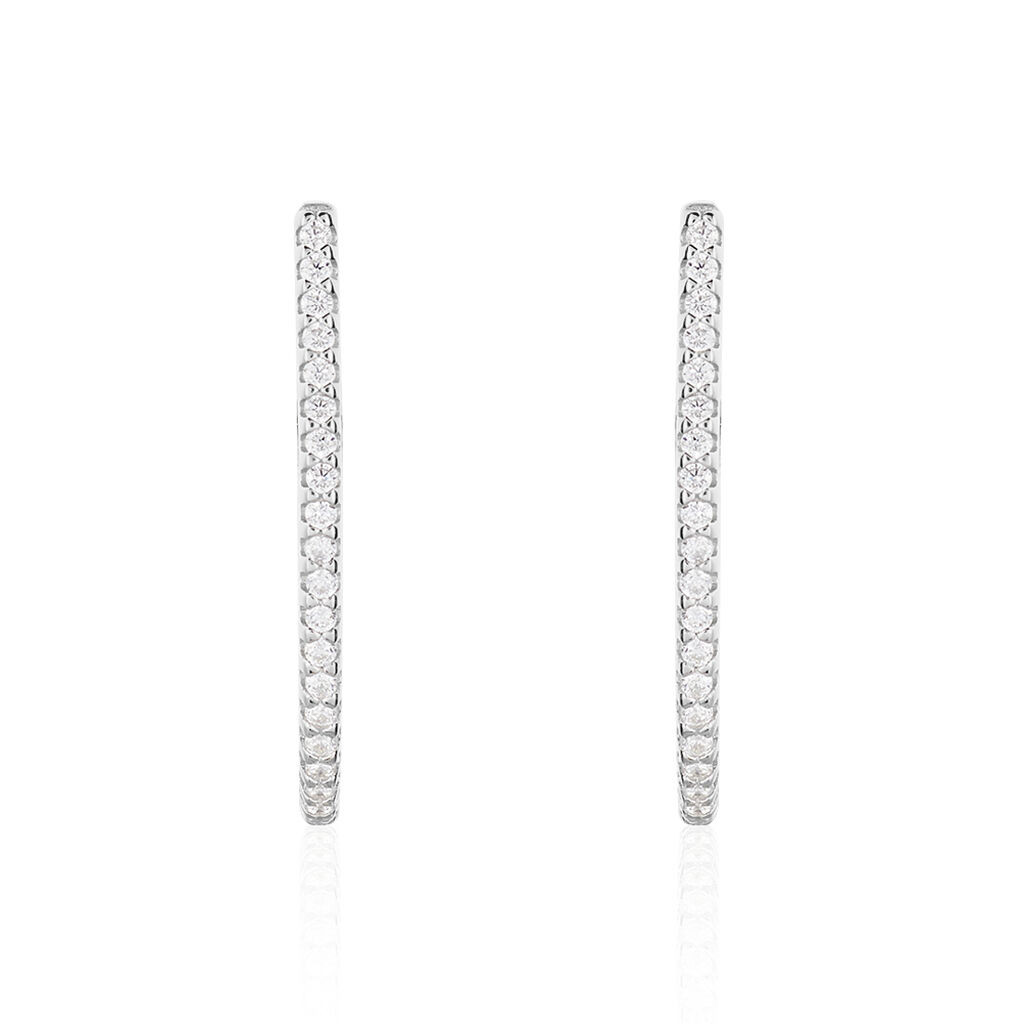 KOLINA Damen Creolen Silber 925 Zirkonia Wei&szlig; 0,42 ct Barren