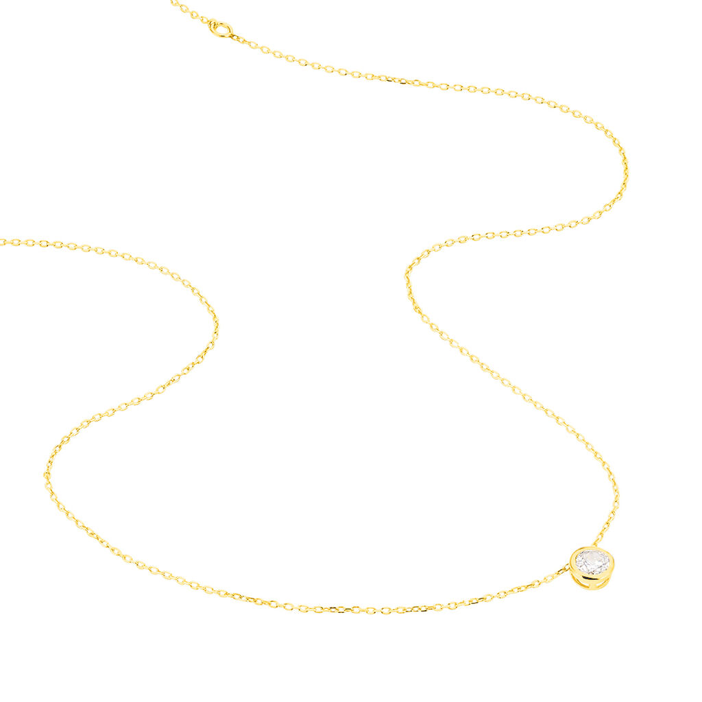 Damen Collier Gold 375 (9 Karat) Zirkonia Wei&szlig; 0,940 ct