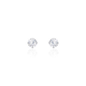 Damen Ohrstecker Weißgold 375 Zirkonia 4mm - Ohrstecker Damen | OROVIVO