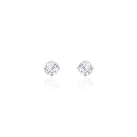 Damen Ohrstecker Weißgold 375 Zirkonia 4mm - Ohrstecker Damen | OROVIVO