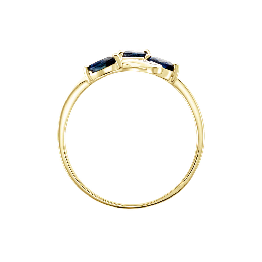 Damen Ring Gold 375 Saphir 0,41ct Blatt Irisa  - Ringe mit Stein Damen | OROVIVO