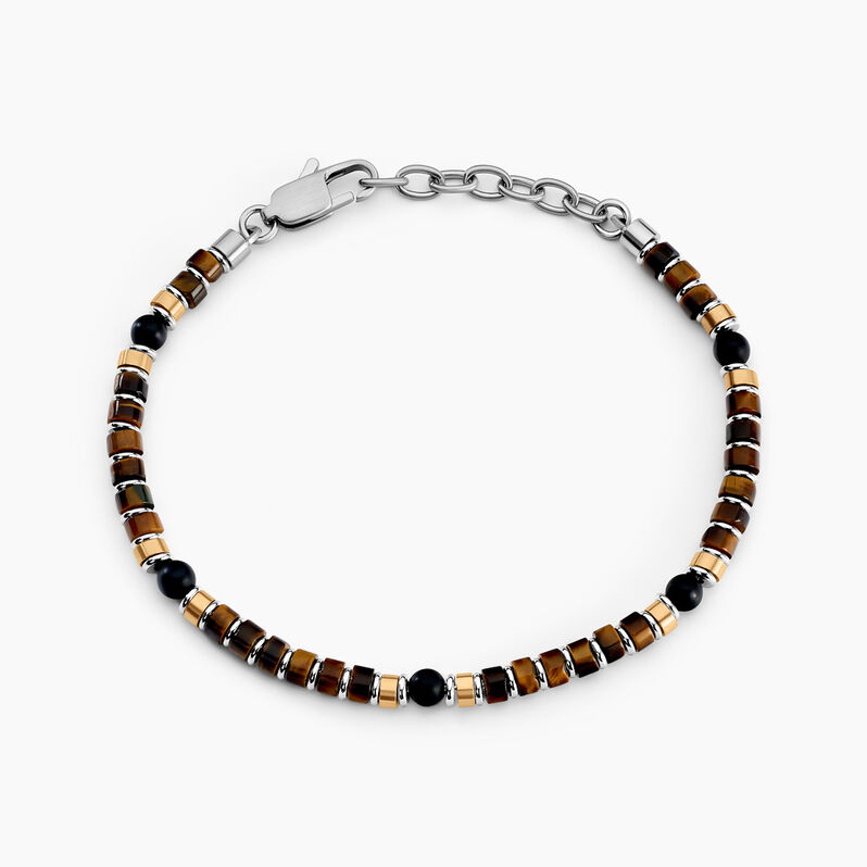 Bracelet Nairobi Acier Bicolore Oeil De Tigre Onyx - Spannringe Herren | OROVIVO
