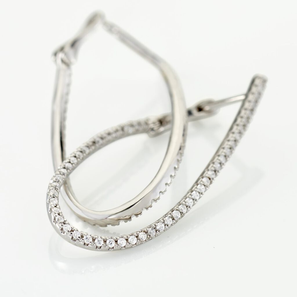 HOOPSA Damen Creolen Silber Silber 925 Zirkonia Wei&szlig; 0,88 ct B 16,1 mm