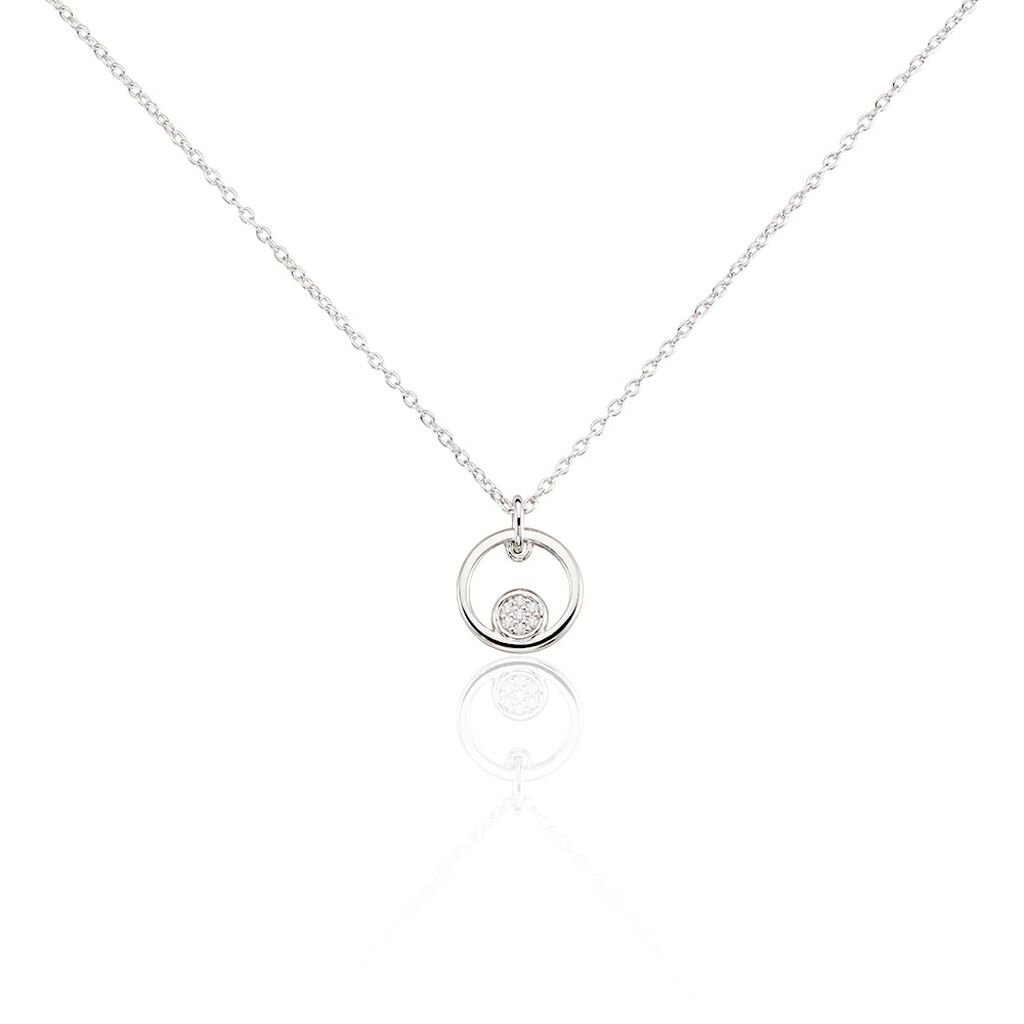 ELUISA Damen Collier Silber 925 Zirkonia Weiß 0,01 ct Kreis B 1,2 mm, Collier mit Stein