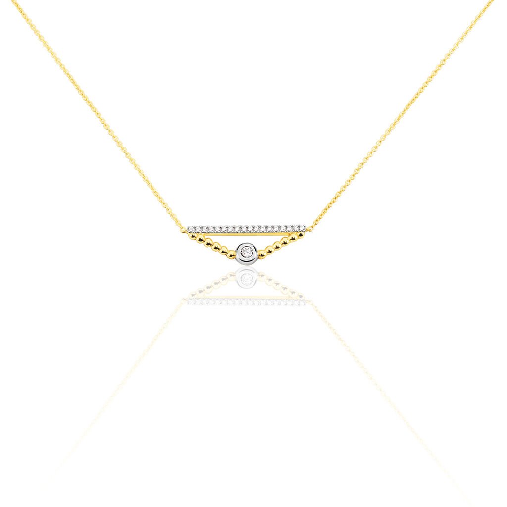 LISSY Damen Collier Gold Bicolor 375 (9 Karat) Zirkonia Weiß 0,24 ct Dreieck - Halsketten Damen | OROVIVO
