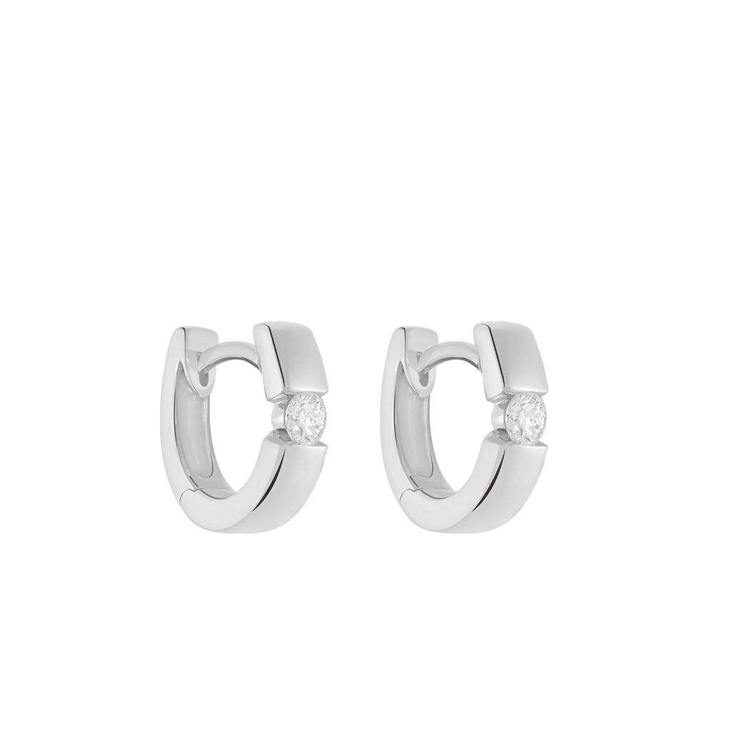 Damen Creolen Weißgold 375 Diamant 0,2ct Seville 11,00mm 3,60mm  - Creolen Damen | OROVIVO