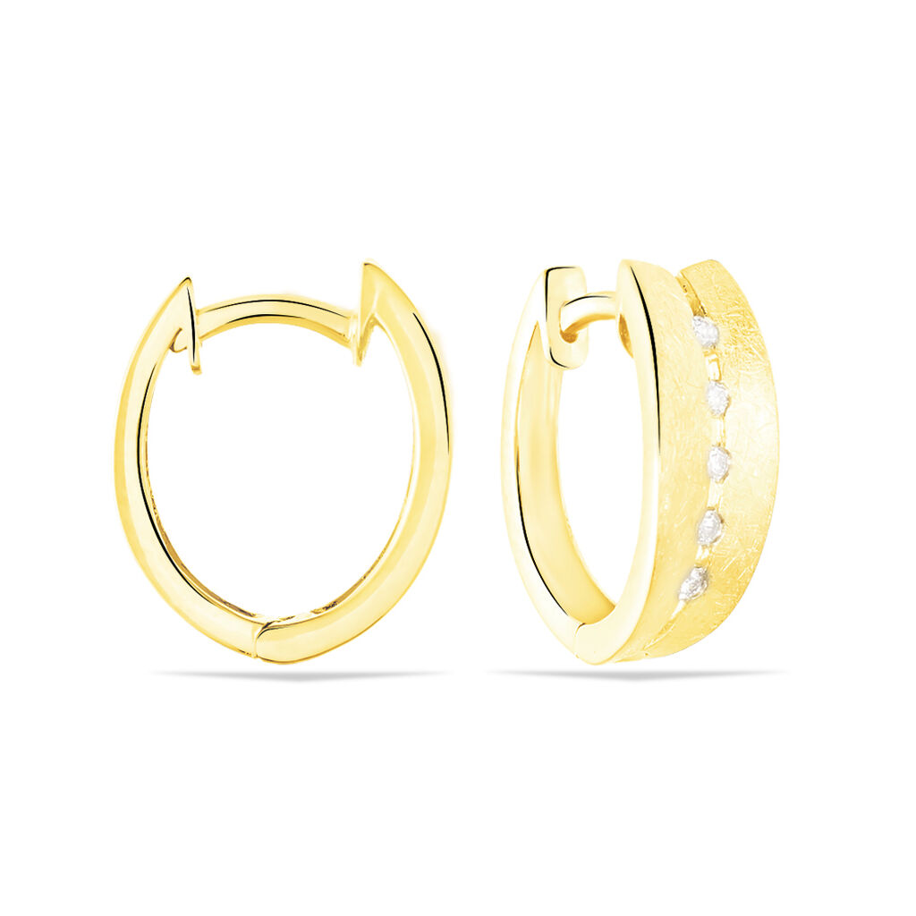 CLEA 1 Damen Creolen Gold 375 (9 Karat) Diamant Wei&szlig; 0,08 ct B 6 mm