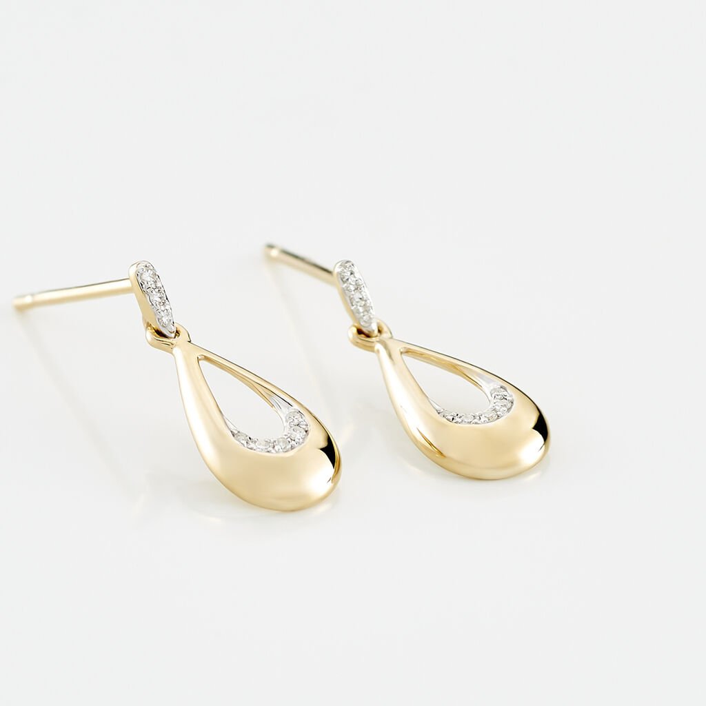 Boucles D'oreilles Puces Nirmala Or Jaune Diamant - Spannringe Damen | OROVIVO