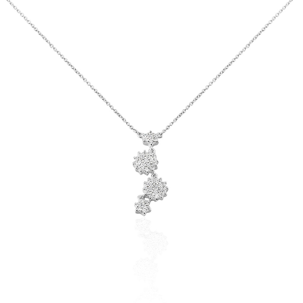 Thumbnail - PARISA Damen Collier Silber 925 Zirkonia Weiß 0,05 ct Blume, Collier mit Stein