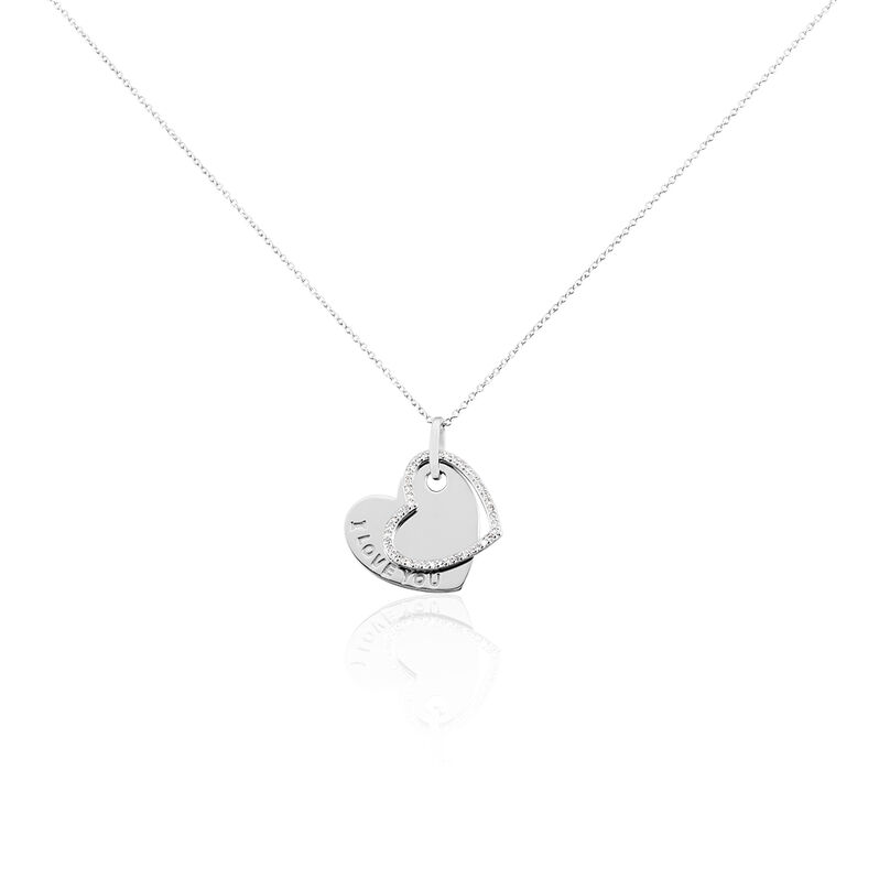 Collier Argent Rhodie Danael Double Cœur Oxyde - Spannringe Damen | OROVIVO
