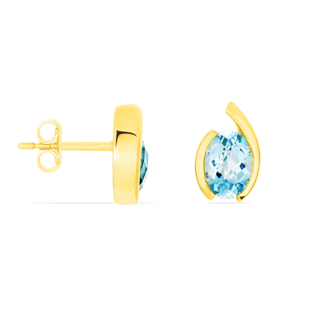 CARGA Damen Ohrstecker Gold 333 (8 Karat) Topas Blau 1,97 ct Oval