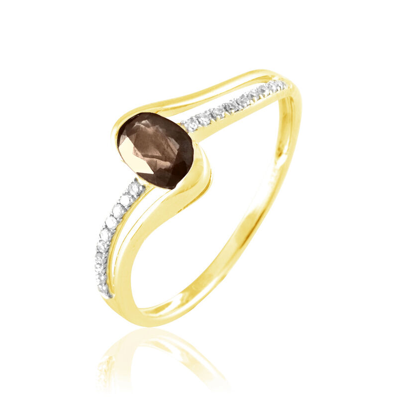 Bague Anja Or Jaune Quartz Et Diamant - Spannringe Damen | OROVIVO