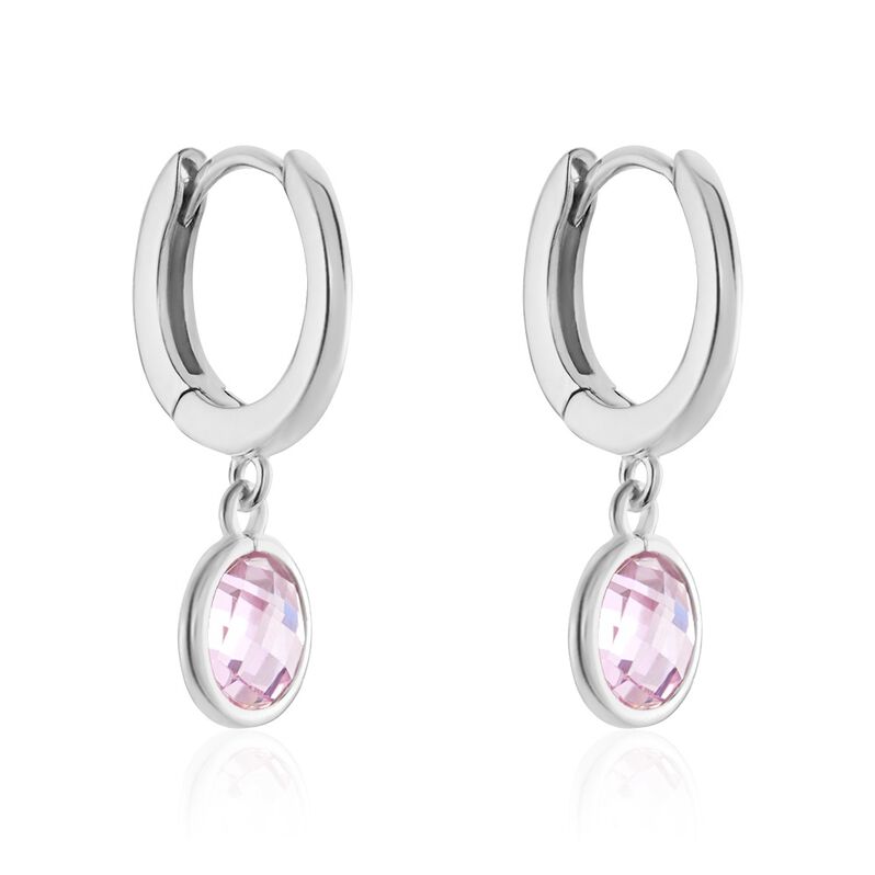 Damen Creolen Silber Silber 925 Zirkonia Rosé Kreis Scharikan 9,00mm  - Creolen Damen | OROVIVO