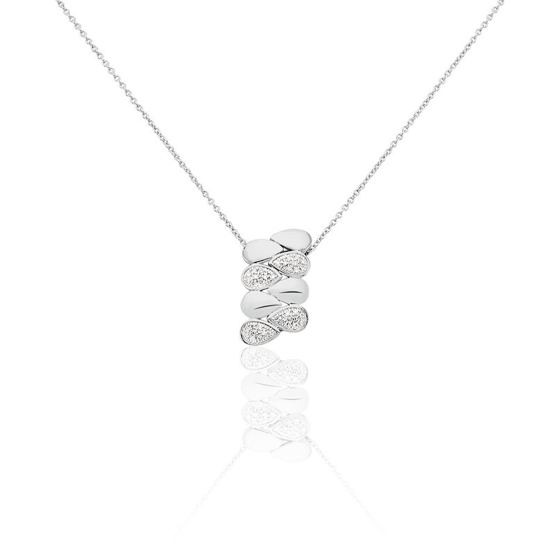 BURBU Damen Collier Wei&szlig;gold 375 (9 Karat) Diamant Wei&szlig; 0,08 ct Bl&uuml;tenblatt - Halsketten Damen | OROVIVO