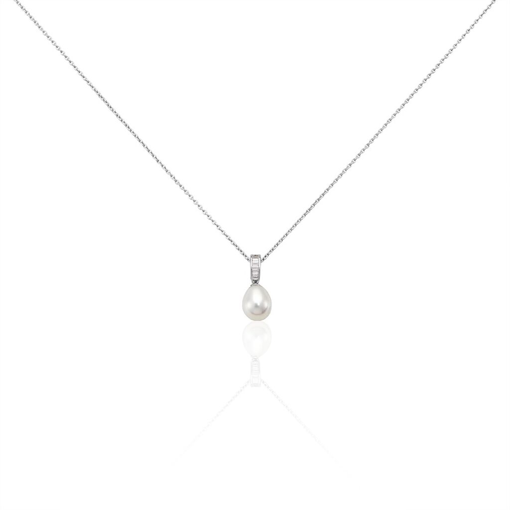 Damen Collier Silber 925 Zuchtperle Weiß Carolina - Halsketten Damen | OROVIVO