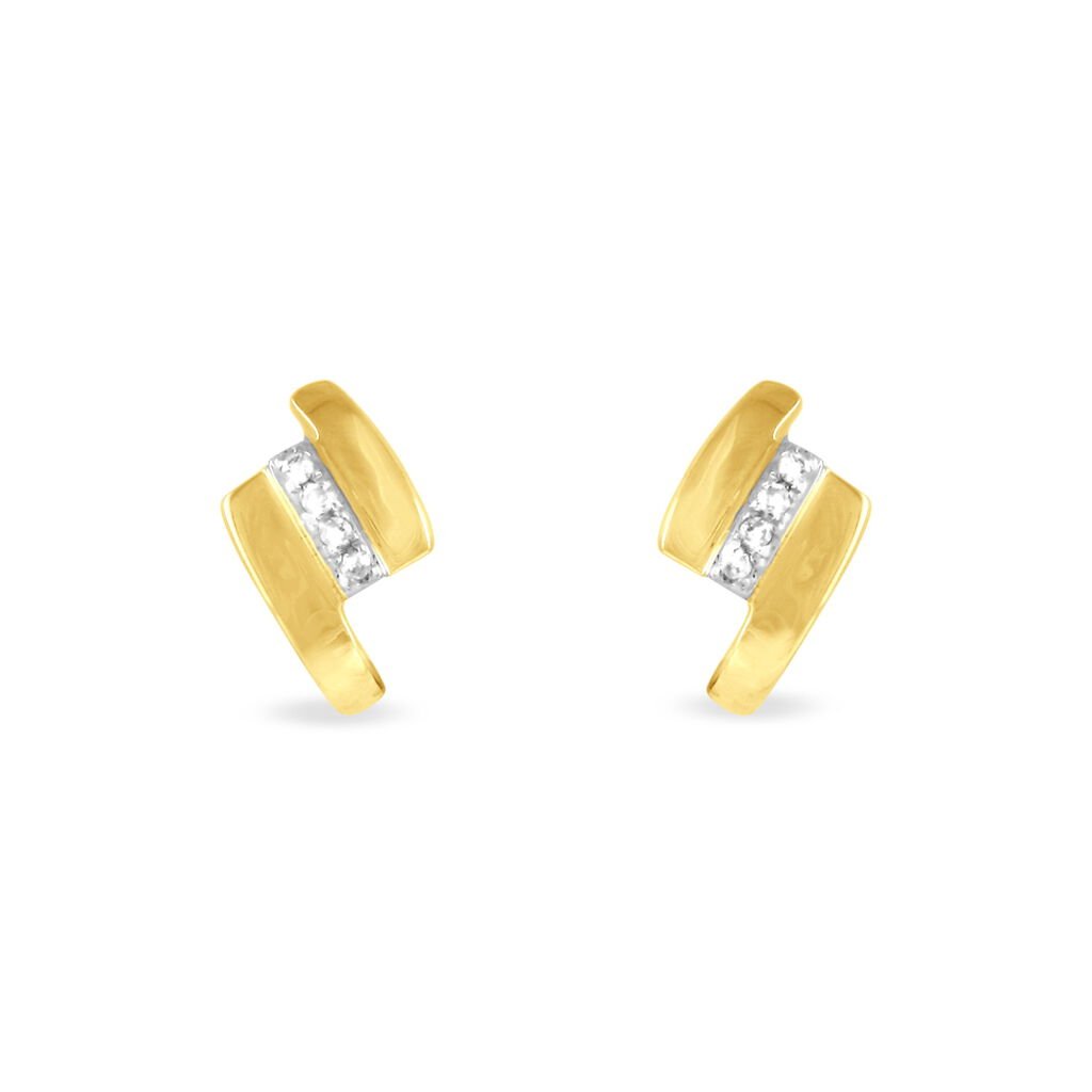 DOLENE Damen Ohrstecker Gold 375 (9 Karat) Diamant Wei&szlig; 0,04 ct