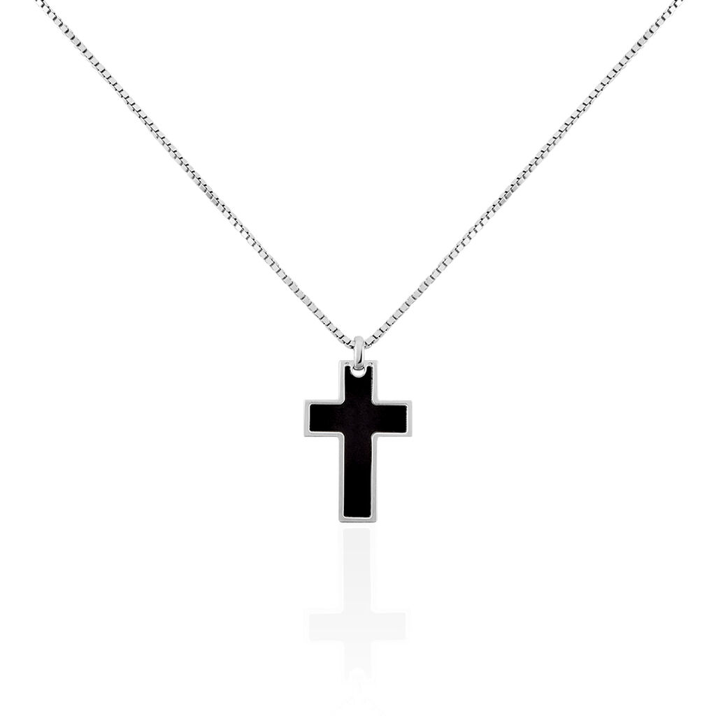 KREUZ S Herren Collier Silber Bicolor 925 Religiöses Kreuz, Collier ohne Stein