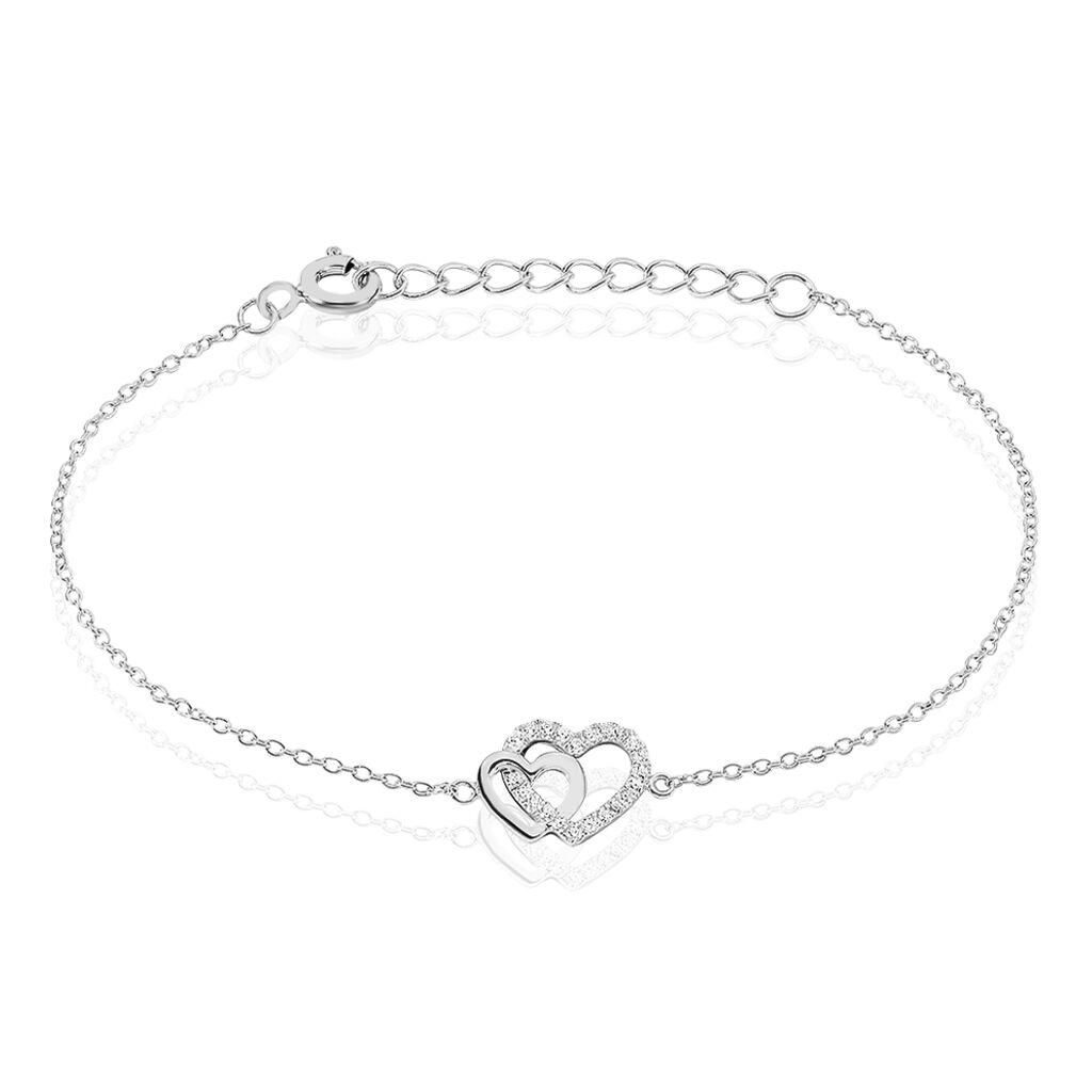 MARINA 50 Damen Armband Silber 925 Zirkonia Wei&szlig; 0,05 ct Herz