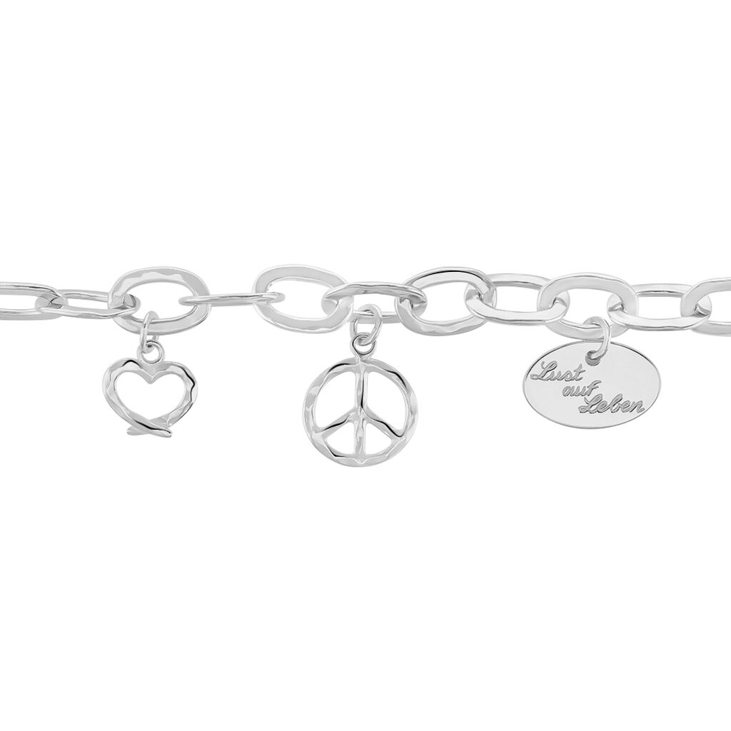 Damen Bettelarmband Silber 925 Herz Peace Heiko Schrem  - Armbänder mit Anhänger Damen | OROVIVO