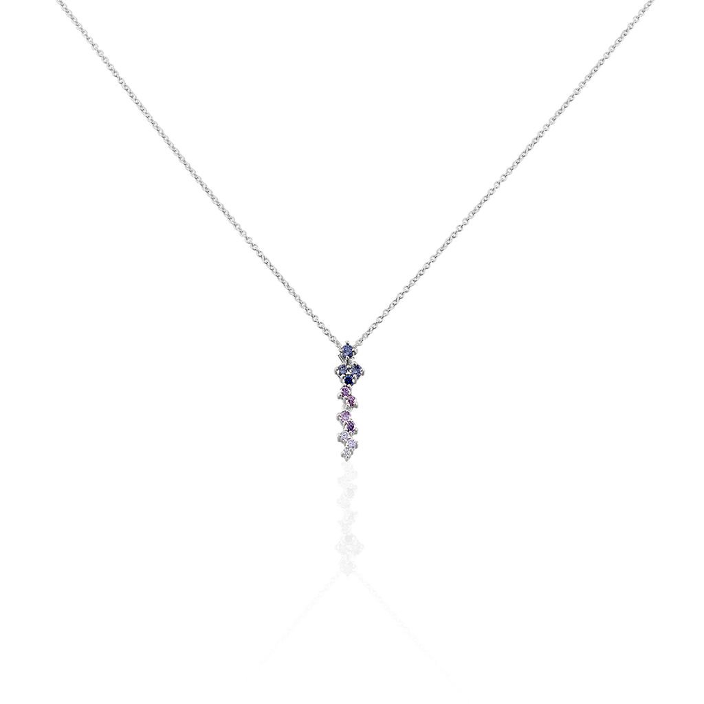 Damen Collier Silber 925 Zirkonia Multicolour Ina 1, Collier mit Stein