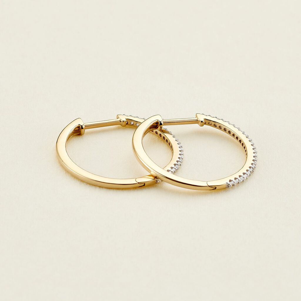 ARYANNA Damen Creolen Gold 375 (9 Karat) Diamant Wei&szlig; 0,12 ct