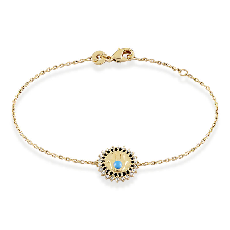 Bracelet Plaque Or Atea Ronde Main De Fatma Oxydes - Spannringe Damen | OROVIVO