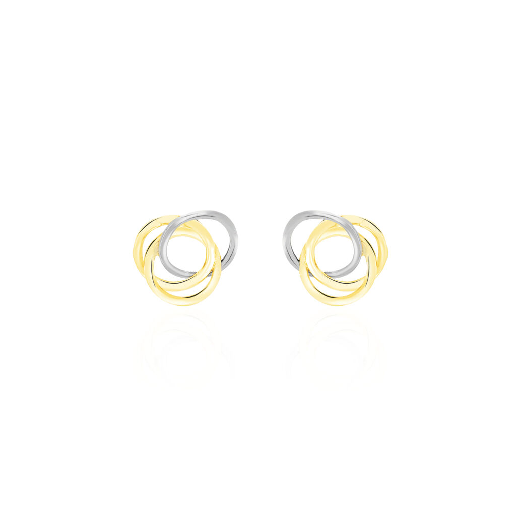 ILHAME KNOTEN 3 Damen Ohrstecker Gold Bicolor 375 (9 Karat) Kreis