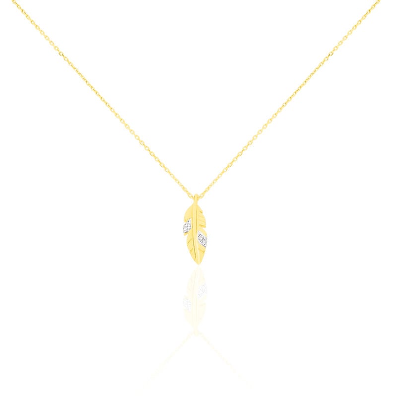 Collier Or Jaune Auxane Plume Diamants - Spannringe Damen | OROVIVO