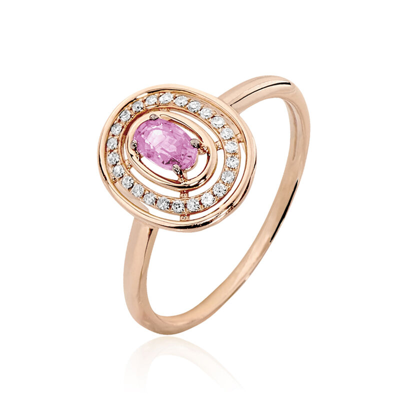 Bague Or Rose Saphir Et Diamant - Spannringe Damen | OROVIVO