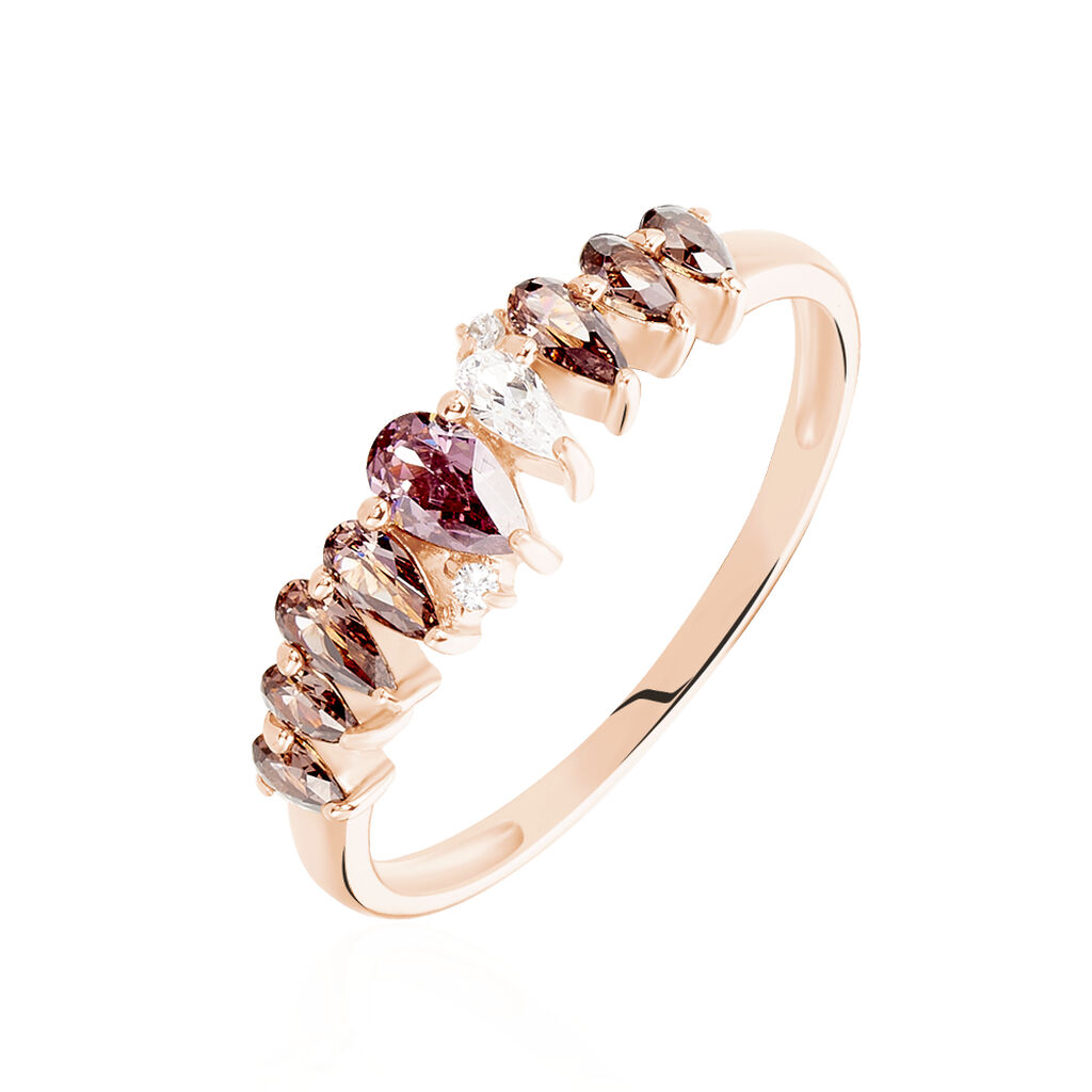 INA Damen Ring Silber rosevergoldet 925 Zirkonia Multicolour