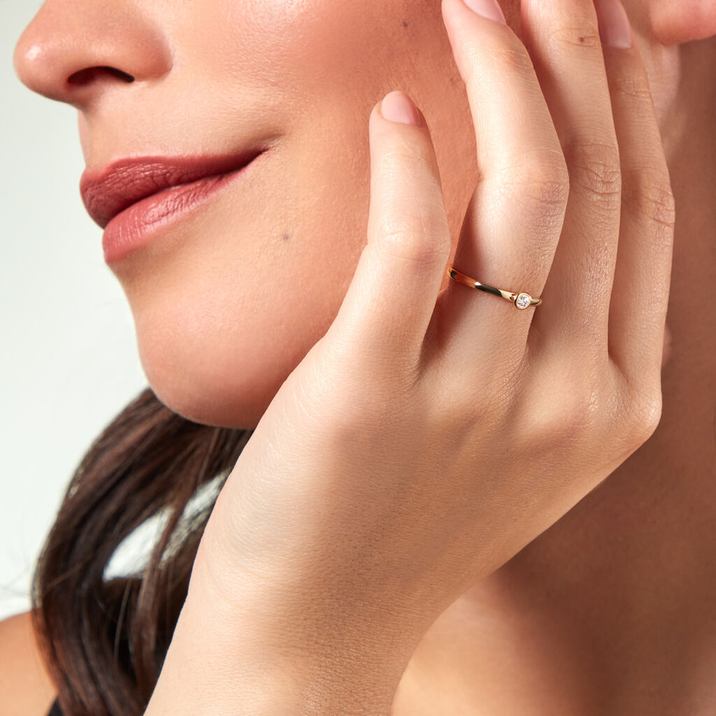 Damen Ring Gold 585 Rund Weiß Estelle 15mm - Solitärringe Damen | OROVIVO