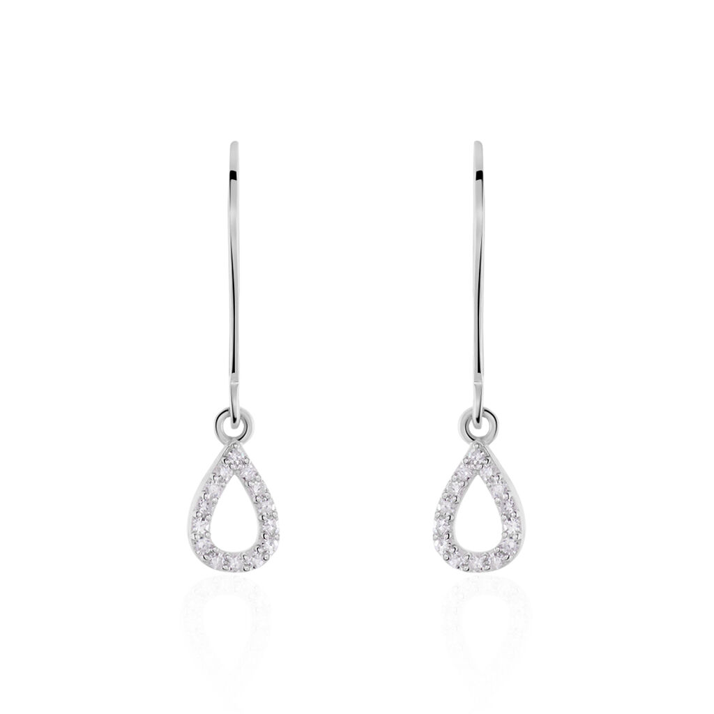 Boucles D'oreilles Pendantes Ursela Or Blanc Diamant - Spannringe Damen | OROVIVO