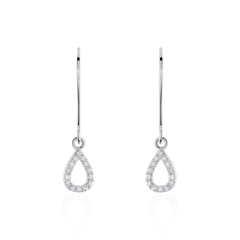 Boucles D'oreilles Pendantes Ursela Or Blanc Diamant - Spannringe Damen | OROVIVO