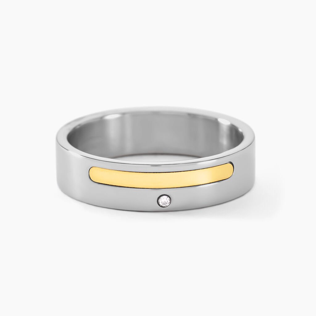 Bague Jourdan Ahou Acier Blanc Diamant - Spannringe Herren | OROVIVO
