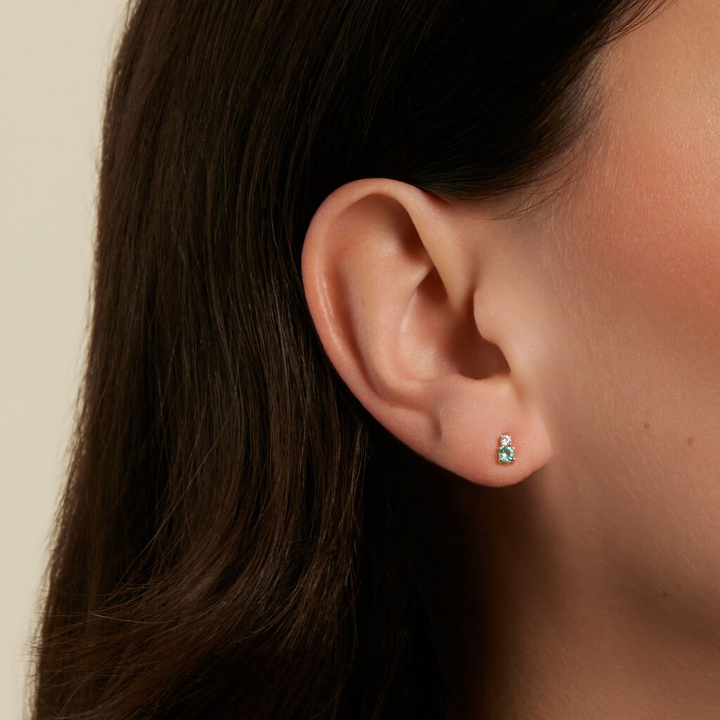 ELISABETH Damen Ohrstecker Gold 585 (14 Karat) Smaragd Gr&uuml;n 0,22 ct