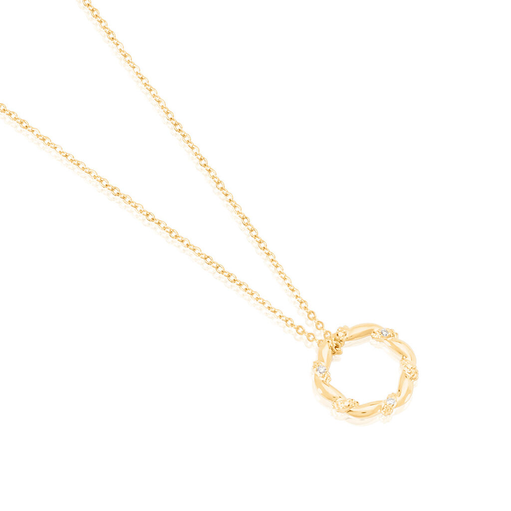 VADA Damen Collier Gold 375 (9 Karat) Diamant Weiß 0,03 ct Kreis, Collier mit Stein