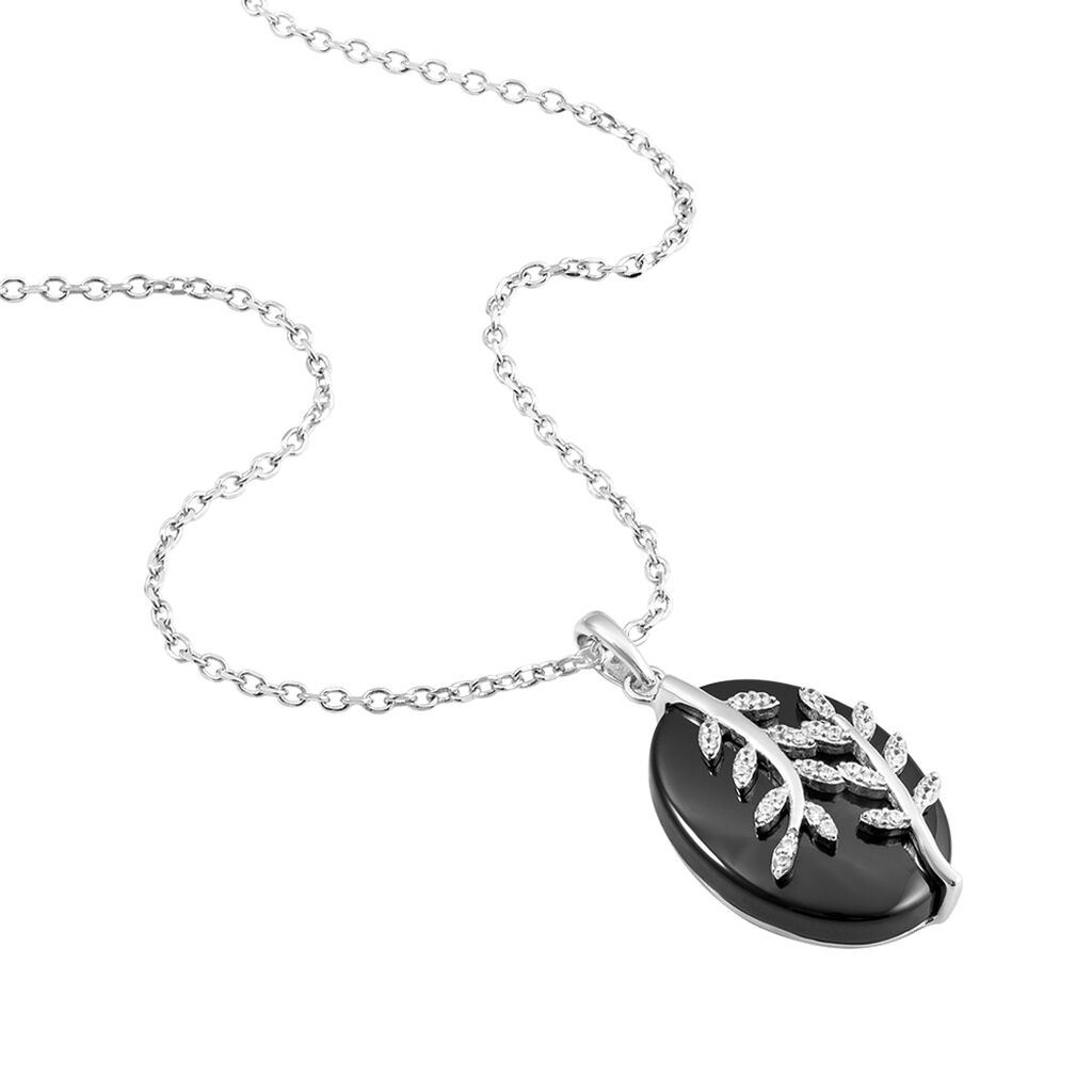 Collier Argent Blanc Céramique Et Oxyde De Zirconium - Spannringe Damen | OROVIVO