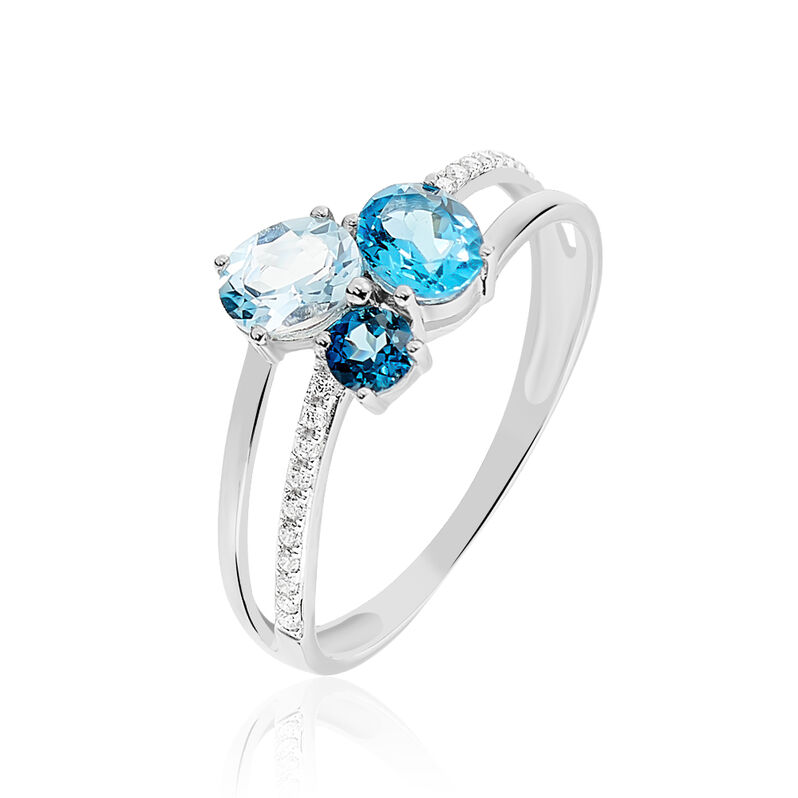 Bague Tia Or Blanc Topaze Diamant - Spannringe Damen | OROVIVO