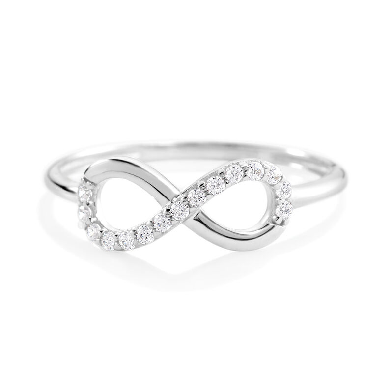 THILDA Damen Ring Wei&szlig;gold 375 (9 Karat) Zirkonia Wei&szlig; 0,03 ct - Ringe mit Stein Damen | OROVIVO