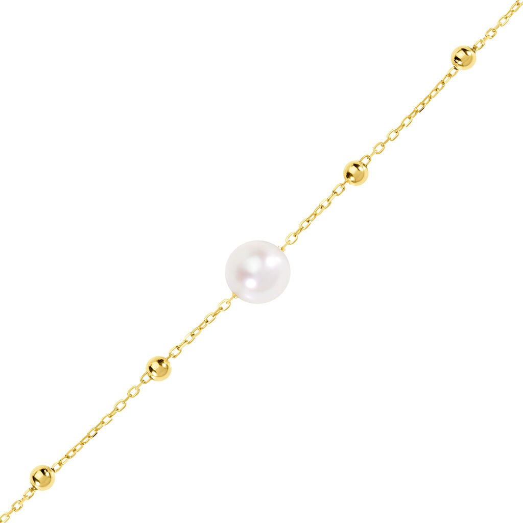 Lorde Damen Armband Silber vergoldet 925 Zuchtperle Wei&szlig;