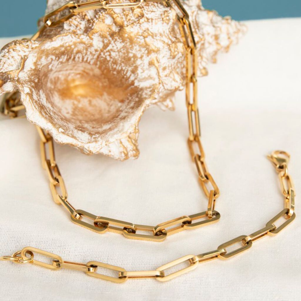 Damen Gliederkette Edelstahl Gold Liliana - Halsketten Damen | OROVIVO