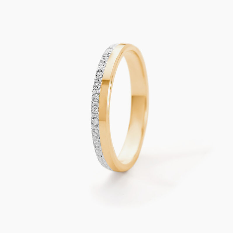 Alliance Fantaisie Diamantee Ruban Plat Or Bicolore - Spannringe Damen | OROVIVO